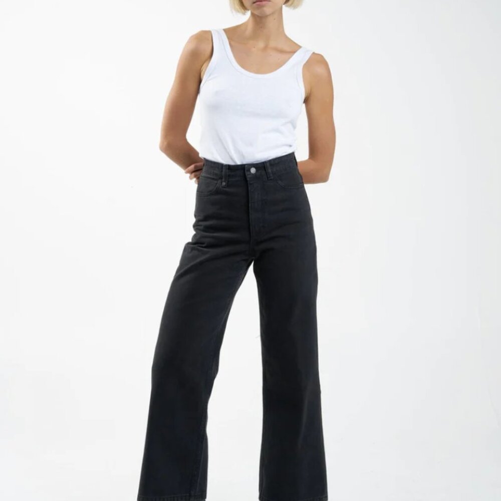 THRILLS Holly Jean High Rise Wide Leg in Dusk Black sz 4